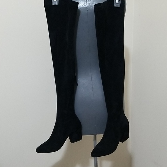 Custom Made in Italy Shoes - Italian Thigh-high Faux Suede Boots w/Leather Sole